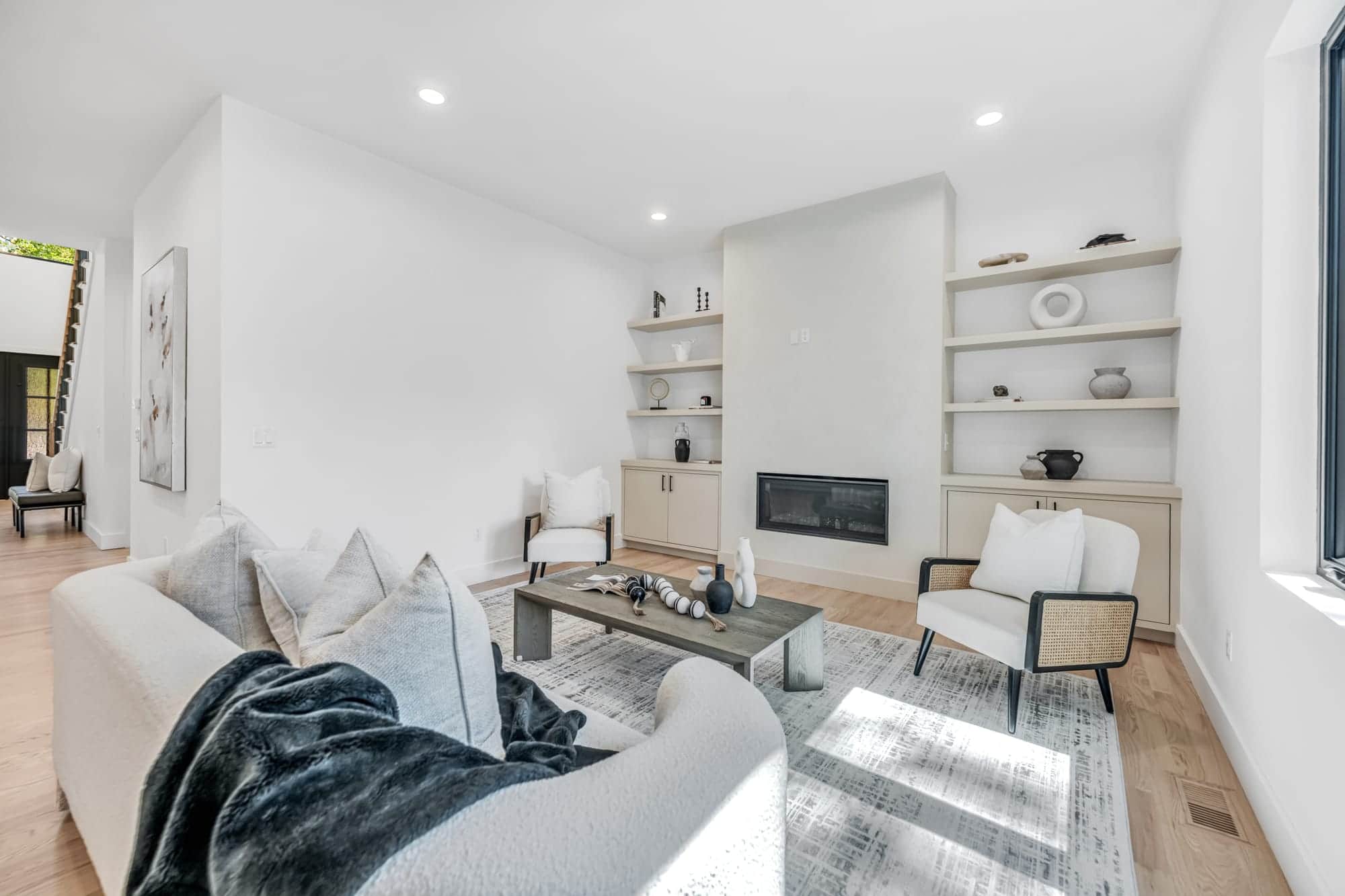 Living room with fireplace on Instagram